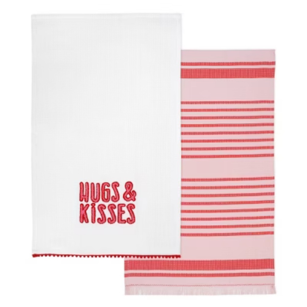 Red and White Kitchen Towels Set of Two